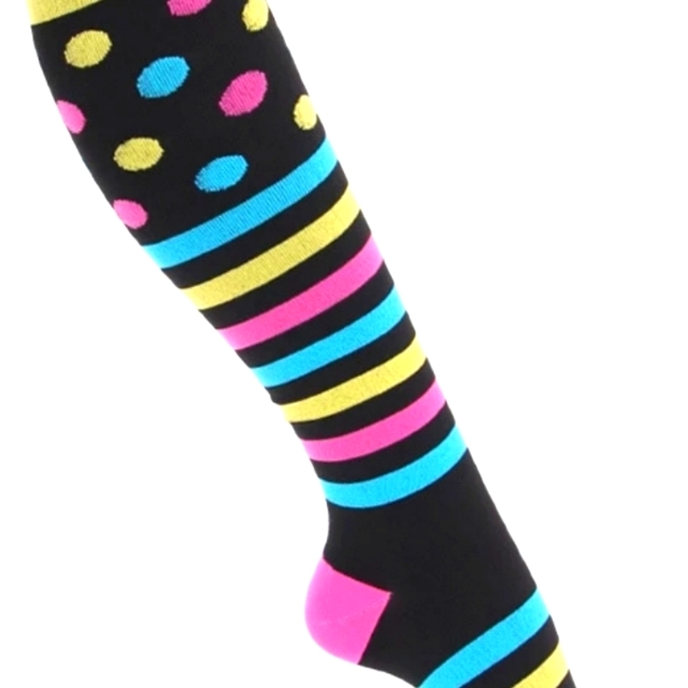 Rainbow color compression socks. Fits Size L. #0041